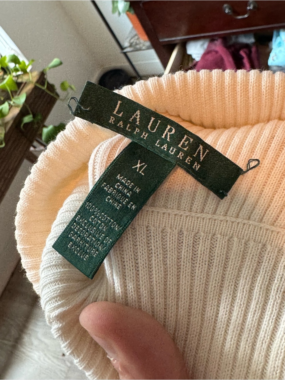 LAUREN Ralph Lauren Cream Ribbed Turtleneck Sweater